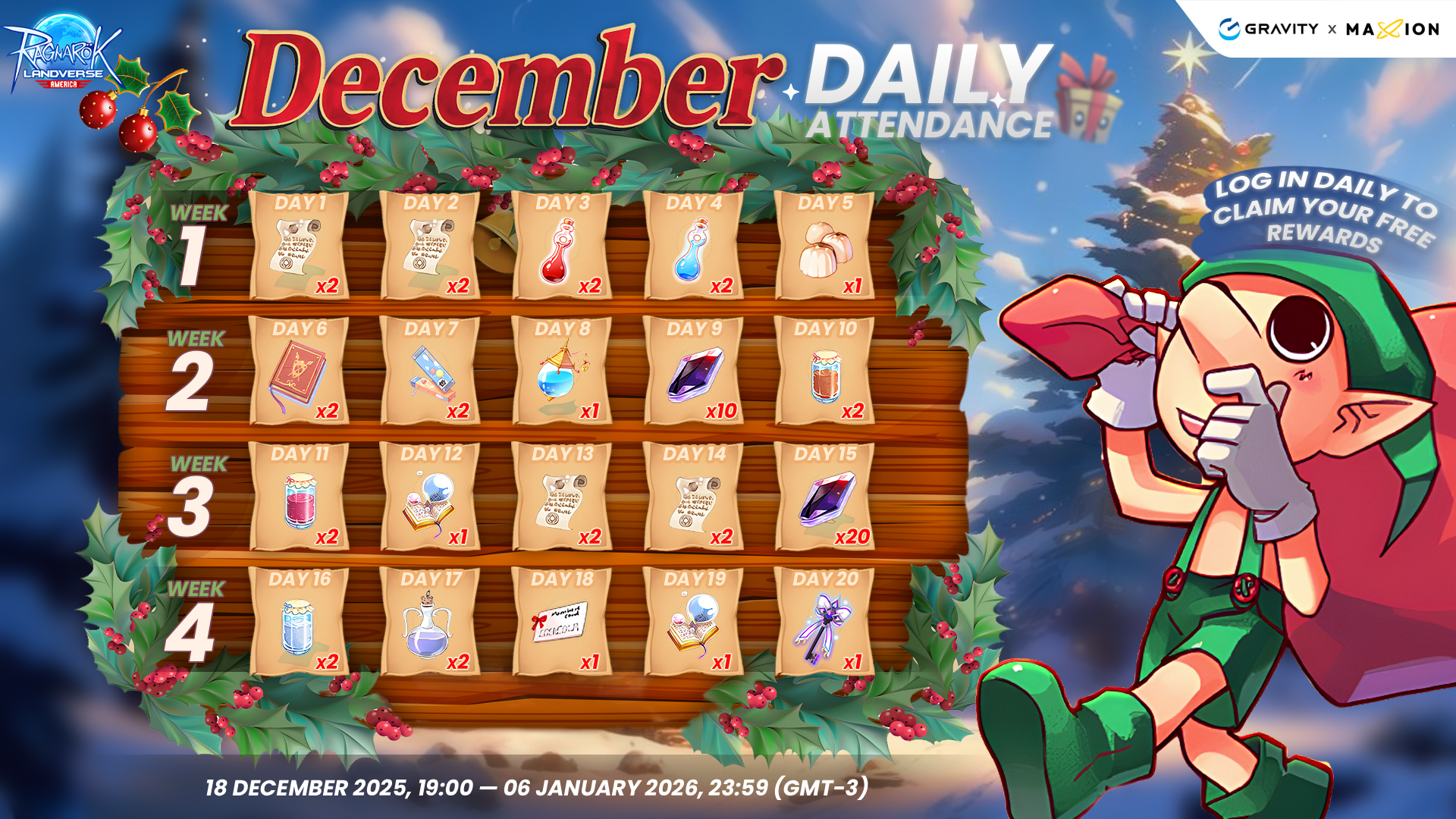 Ragnarok Online Landverse America : Daily Attendance — December 2025