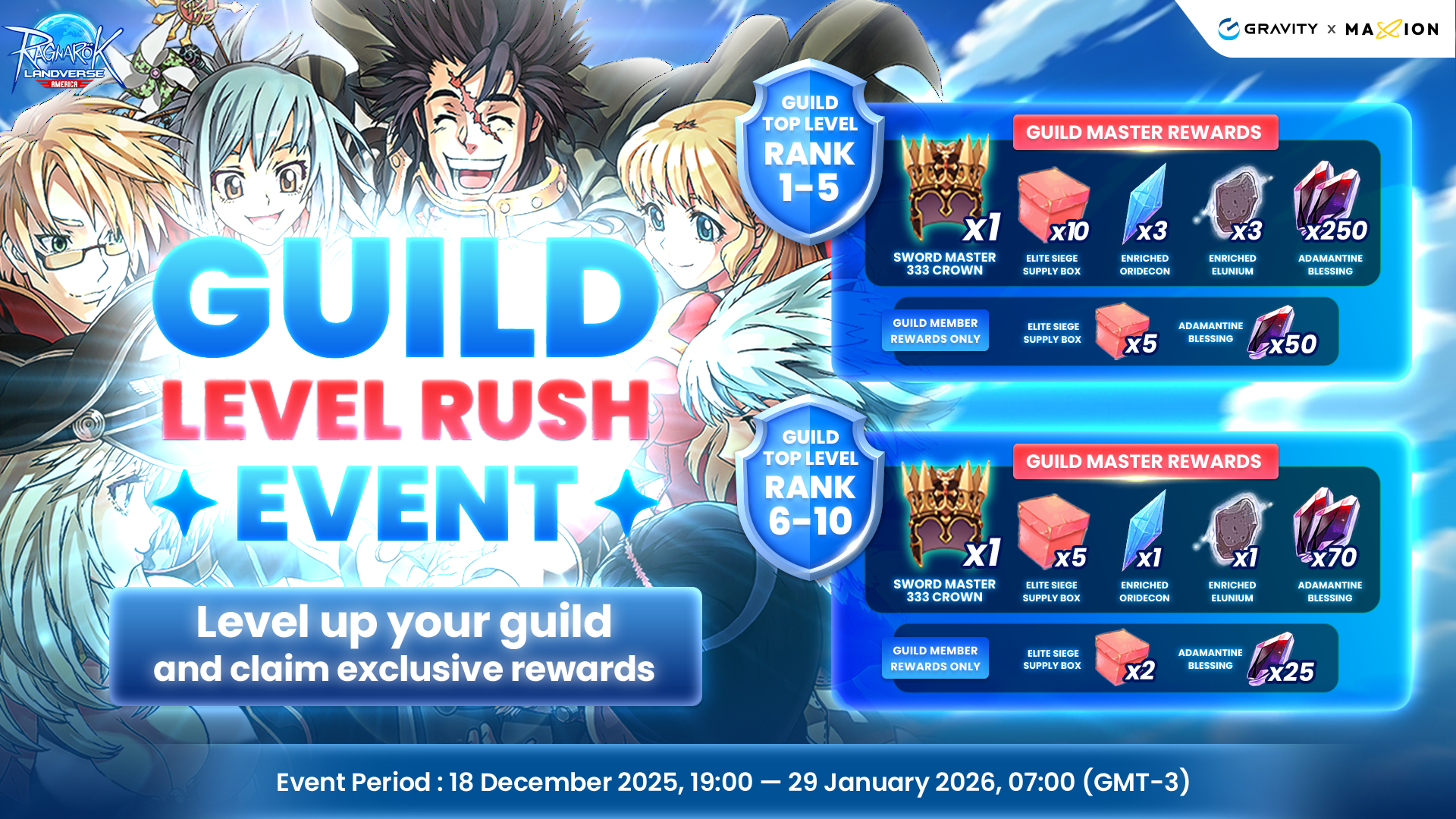 Ragnarok Online Landverse America : Guild Level Rush Event