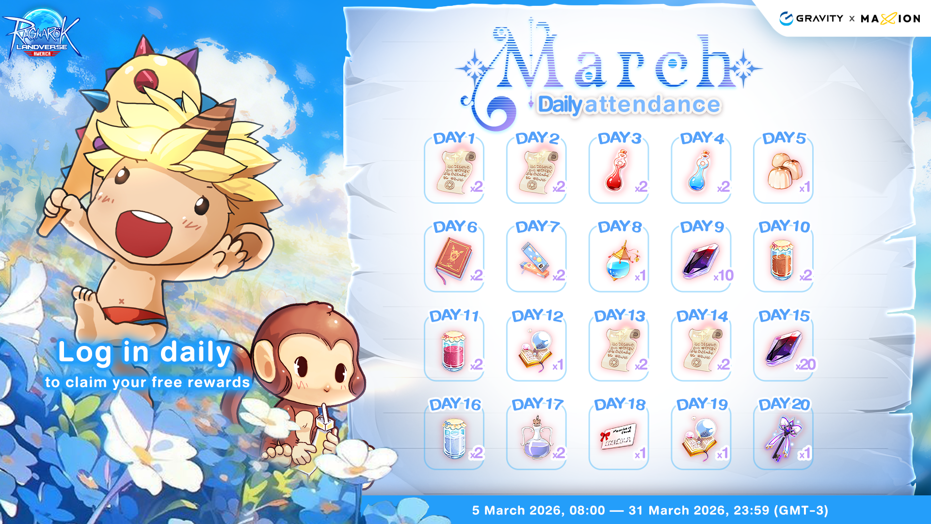 Ragnarok Online Landverse America : March Daily Attendance